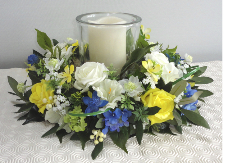 Large Country Meadow Inspired Candle Wreath Centrepiece
